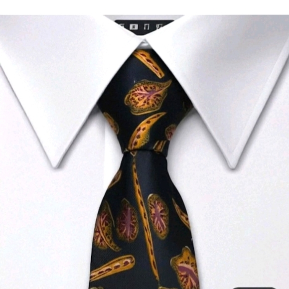 Givenchy 58” Men’s Neck Tie 100% Silk Floral Brown Gold 4" Wide - Picture 1 of 7